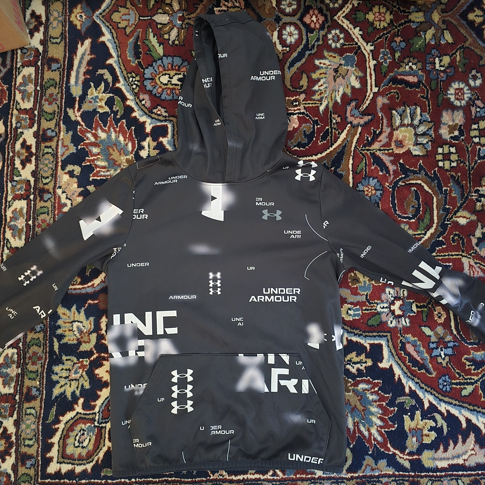 Bundle! TWO Under Armour Kids Black and White Hoodie a youth large and medium.